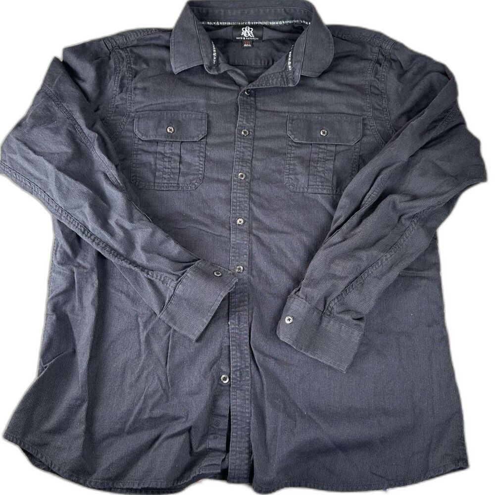 Rock Revival Shirt Mens XXL Dark Gray Western Rockabilly Cowboy Button Up